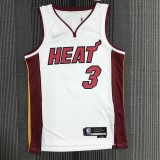 NBA Men 75th Anniversary Miami Heat White #3 WADE Jersey High Quality Name and Number Print