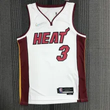 NBA Men 75th Anniversary Miami Heat White #3 WADE Jersey High Quality Name and Number Print
