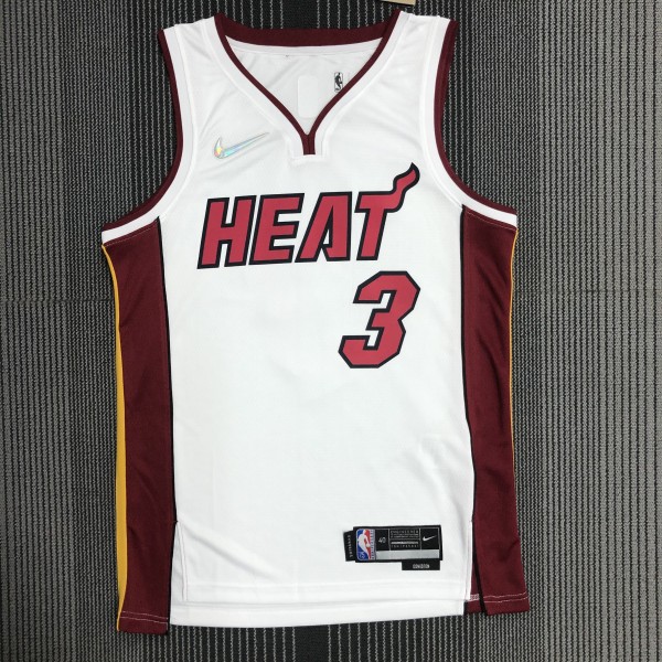 NBA Men 75th Anniversary Miami Heat White #3 WADE Jersey High Quality Name and Number Print