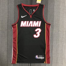 NBA Men 75th Anniversary Miami Heat Black #3 WADE Jersey High Quality Name and Number Print