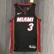 NBA Men 75th Anniversary Miami Heat Black #3 WADE Jersey High Quality Name and Number Print