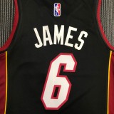 NBA Men 75th Anniversary Miami Heat Black #6 JAMES Jersey High Quality Name and Number Print