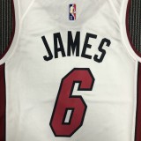 NBA Men 75th Anniversary Miami Heat White #6 JAMES Jersey High Quality Name and Number Print