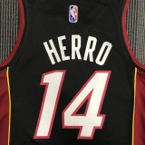 NBA Men 75th Anniversary Miami Heat Black #14 HERRO Jersey High Quality Name and Number Print