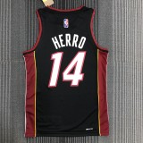 NBA Men 75th Anniversary Miami Heat Black #14 HERRO Jersey High Quality Name and Number Print