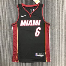 NBA Men 75th Anniversary Miami Heat Black #6 JAMES Jersey High Quality Name and Number Print