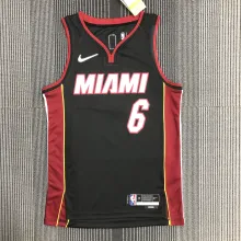 NBA Men 75th Anniversary Miami Heat Black #6 JAMES Jersey High Quality Name and Number Print