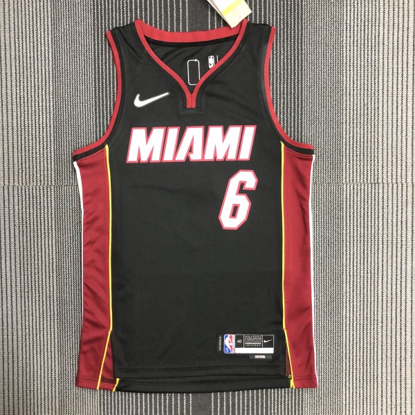 NBA Men 75th Anniversary Miami Heat Black #6 JAMES Jersey High Quality Name and Number Print