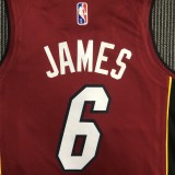 NBA Men 75th Anniversary Miami Heat Red #6 JAMES Jersey High Quality Name and Number Print