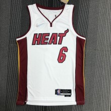 NBA Men 75th Anniversary Miami Heat White #6 JAMES Jersey High Quality Name and Number Print