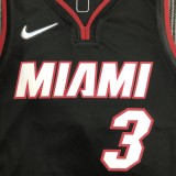 NBA Men 75th Anniversary Miami Heat Black #3 WADE Jersey High Quality Name and Number Print