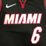 NBA Men 75th Anniversary Miami Heat Black #6 JAMES Jersey High Quality Name and Number Print