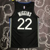 NBA Men Season 2020 Golden State Warriors Black Grey #22 WIGGINS Jersey High Quality Name and Number Print