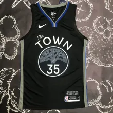 NBA Men Season 2020 Golden State Warriors Black Grey #35 DURANT Jersey High Quality Name and Number Print