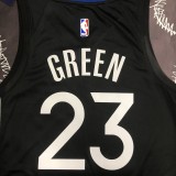 NBA Men Season 2020 Golden State Warriors Black Grey #23 GREEN Jersey High Quality Name and Number Print