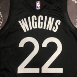 NBA Men Season 2020 Golden State Warriors Black Grey #22 WIGGINS Jersey High Quality Name and Number Print