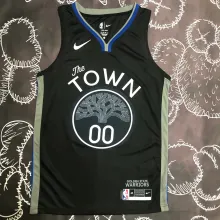 NBA Men Season 2020 Golden State Warriors Black Grey #00 KUMINGA Jersey High Quality Name and Number Print