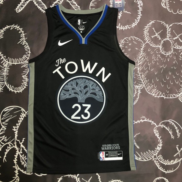NBA Men Season 2020 Golden State Warriors Black Grey #23 GREEN Jersey High Quality Name and Number Print