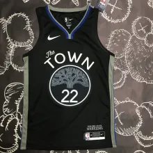 NBA Men Season 2020 Golden State Warriors Black Grey #22 WIGGINS Jersey High Quality Name and Number Print