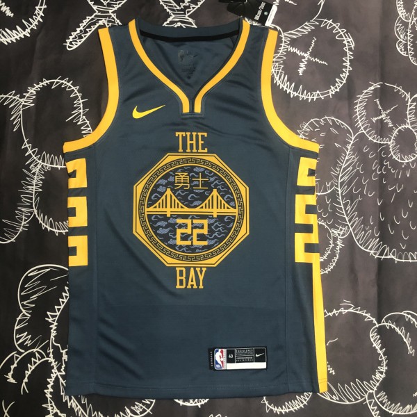 NBA Men Season 2018 Golden State Warriors Dark Grey #22 WIGGINS Jersey High Quality Name and Number Print