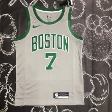 NBA Men Boston Celtics Grey #7 BROWN Jersey High Quality Name and Number Print
