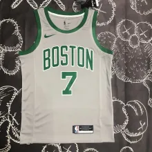 NBA Men Boston Celtics Grey #7 BROWN Jersey High Quality Name and Number Print