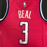 NBA Men Season 2023 Washington Wizards Pink #3 BEAL Jersey High Quality Name and Number Print