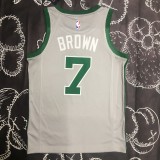 NBA Men Boston Celtics Grey #7 BROWN Jersey High Quality Name and Number Print