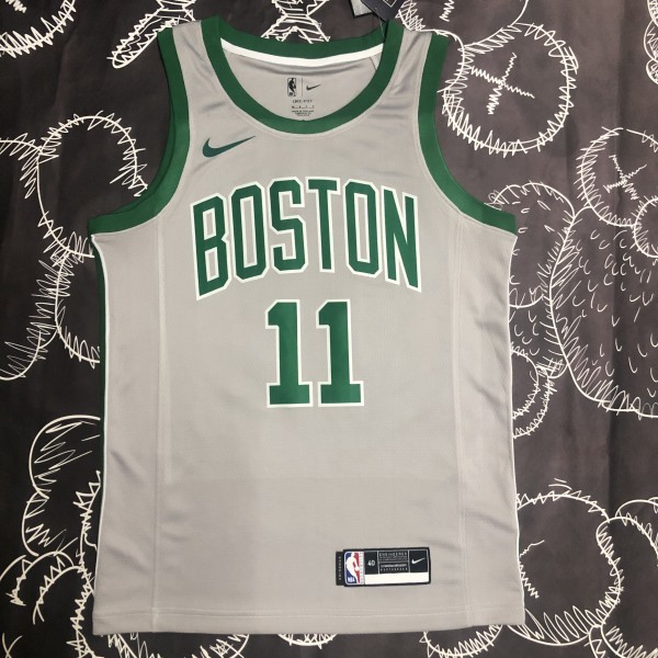 NBA Men Boston Celtics Grey #11 IRVING Jersey High Quality Name and Number Print