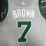 NBA Men Boston Celtics Grey #7 BROWN Jersey High Quality Name and Number Print