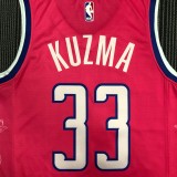 NBA Men Season 2023 Washington Wizards Pink #33 KUZMA Jersey High Quality Name and Number Print