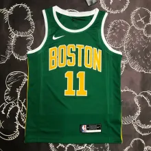 NBA Men Boston Celtics Green with Gold Name #11 IRVING Jersey High Quality Name and Number Print