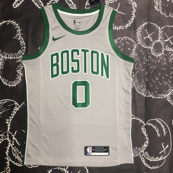 NBA Men Boston Celtics Grey #0 TATUM Jersey High Quality Name and Number Print