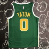 NBA Men Boston Celtics Green with Gold Name #0 TATUM Jersey High Quality Name and Number Print