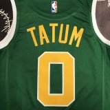 NBA Men Boston Celtics Green with Gold Name #0 TATUM Jersey High Quality Name and Number Print