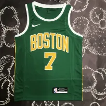 NBA Men Boston Celtics Green with Gold Name #7 BROWN Jersey High Quality Name and Number Print