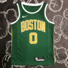 NBA Men Boston Celtics Green with Gold Name #0 TATUM Jersey High Quality Name and Number Print