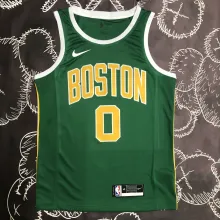 NBA Men Boston Celtics Green with Gold Name #0 TATUM Jersey High Quality Name and Number Print