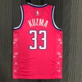 NBA Men Season 2023 Washington Wizards Pink #33 KUZMA Jersey High Quality Name and Number Print