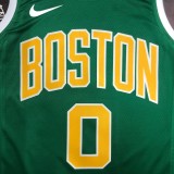 NBA Men Boston Celtics Green with Gold Name #0 TATUM Jersey High Quality Name and Number Print