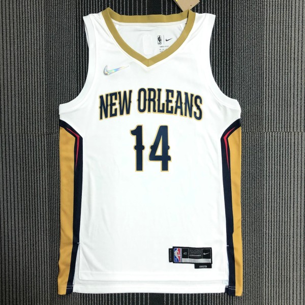 NBA Men 75th Anniversary New Orleans Pelicans White #14 INGRAM Jersey High Quality Name and Number Print