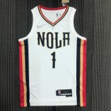 NBA Men Season 2022 New Orleans Pelicans White City #1 WILLIAMSON Jersey High Quality Name and Number Print