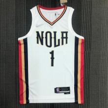 NBA Men Season 2022 New Orleans Pelicans White City #1 WILLIAMSON Jersey High Quality Name and Number Print