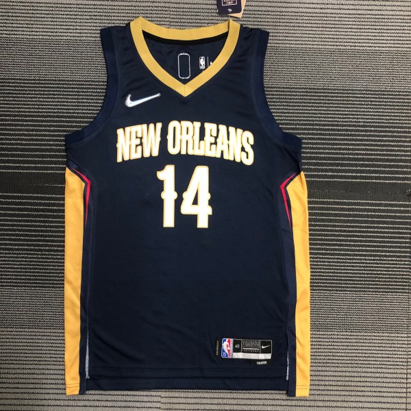 NBA Men 75th Anniversary New Orleans Pelicans Dark Blue #14 INGRAM Jersey High Quality Name and Number Print