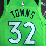 NBA Men Minnesota Timberwolves Green #32 TOWNS Jersey High Quality Name and Number Print
