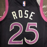 NBA Men Minnesota Timberwolves Black and Purple #25 ROSE Jersey High Quality Name and Number Print