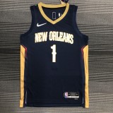 NBA Men 75th Anniversary New Orleans Pelicans Dark Blue #1 WILLIAMSON Jersey High Quality Name and Number Print