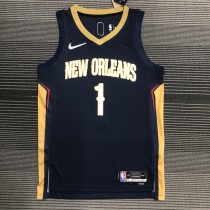 NBA Men 75th Anniversary New Orleans Pelicans Dark Blue #1 WILLIAMSON Jersey High Quality Name and Number Print