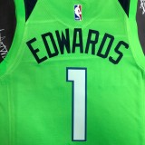 NBA Men Minnesota Timberwolves Green #1 EDWARDS Jersey High Quality Name and Number Print