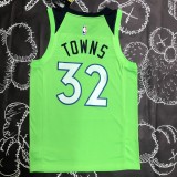 NBA Men Minnesota Timberwolves Green #32 TOWNS Jersey High Quality Name and Number Print